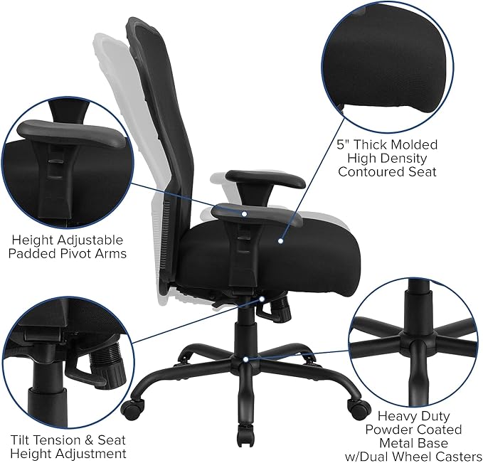 Flash Furniture HERCULES Series 24/7 Intensive Use Big & Tall 400 lb. Rated