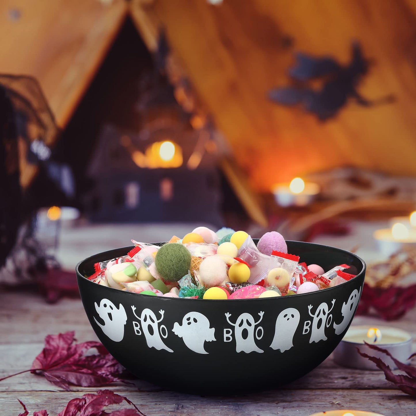 Funtery 6 Pcs Halloween Candy Bowl Ghost Pumpkin Bat Large Plastic Trick Treat Candy Serving Bowls Halloween Ghost Pumpkin Bat Holders Tableware Party Supplies Decorations