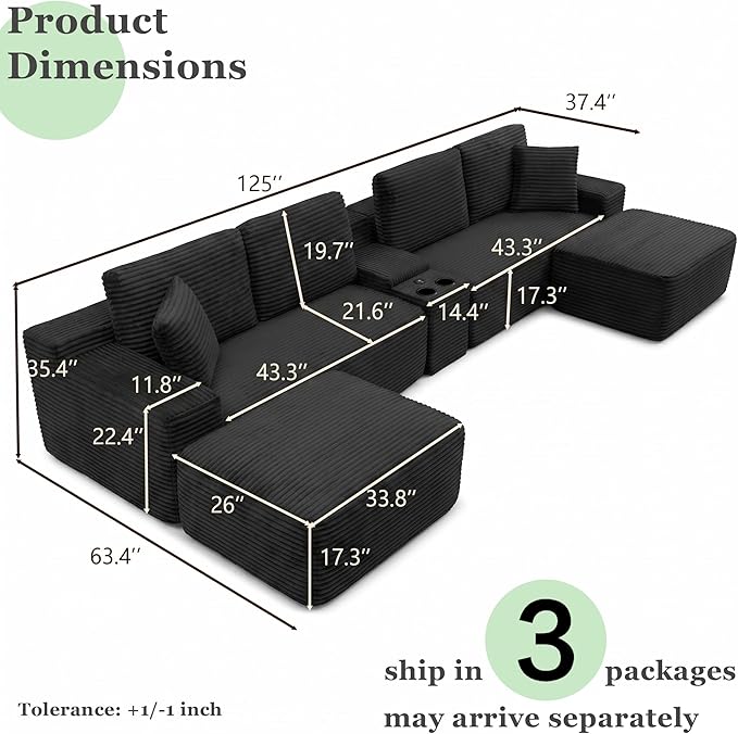 125" Oversized Sectional Couches