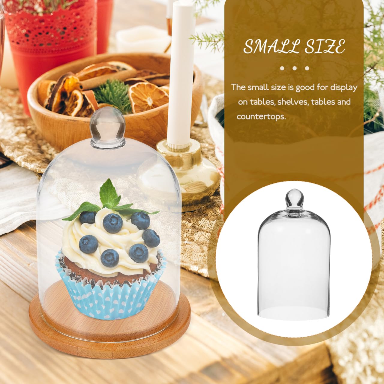 DEARMAMY Clear Glass Dome Cloche with Base Bell Jar Display Dome Office Home Decoration for Plants Succulents Fairy Lights Photos Medals Decorative Fill Collectibles