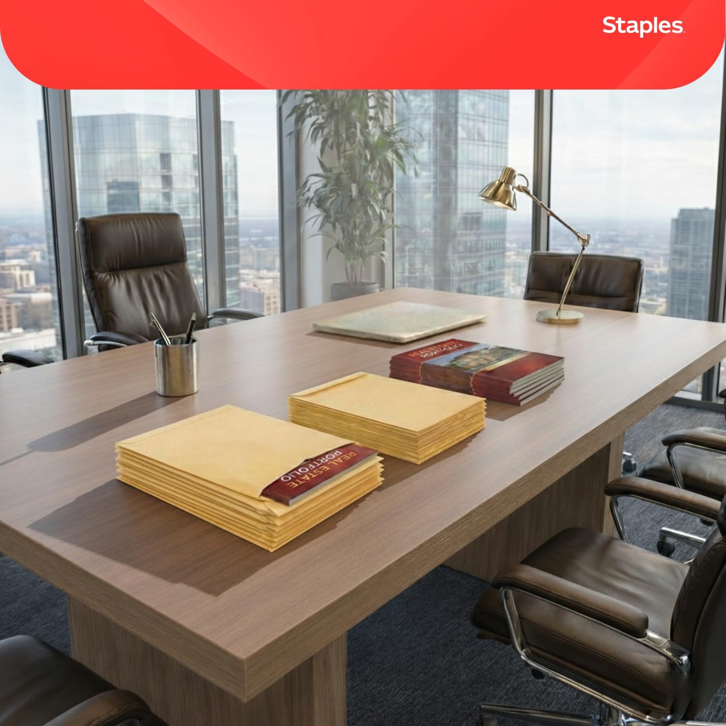 Staples 10 x 15 Clasp Catalog Envelopes, Brown Kraft, Gummed Seal with Metal Clasp, Heavy‑Duty Mailing Envelopes for Documents, 100/Pack