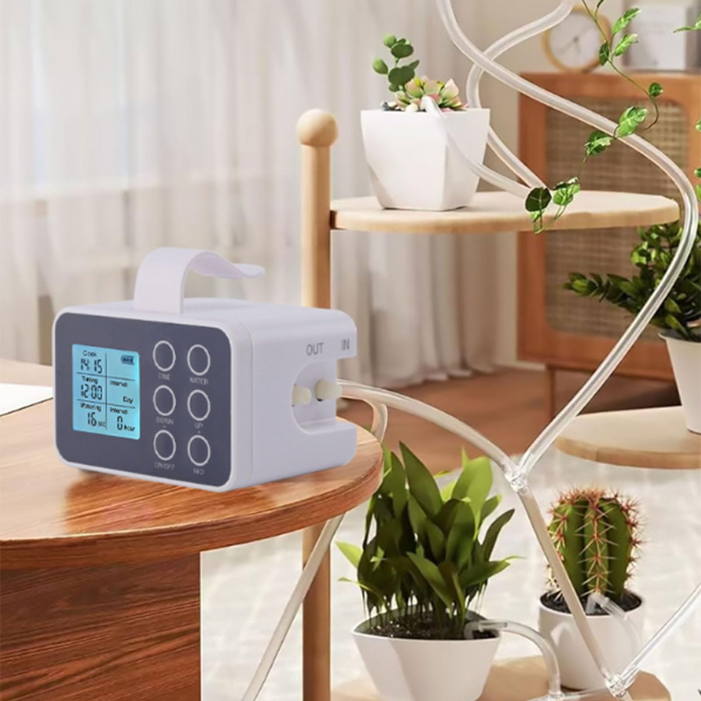 Adjustable Drip Irrigation Set for Housegreens with 15 or 20 Outlets and 300 Seconds Watering Duration ABS Automatic Plant Irrigator