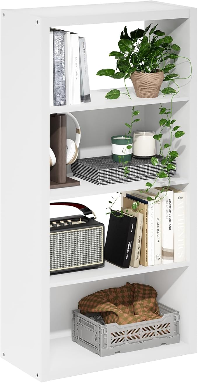 Furinno Viola Book Shelf, 4-Tier Bookshelf, Extra Thick Frame Bookcase
