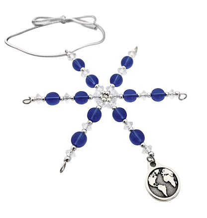 World Earth Ornament - Beaded Snowflake Christmas Ornament