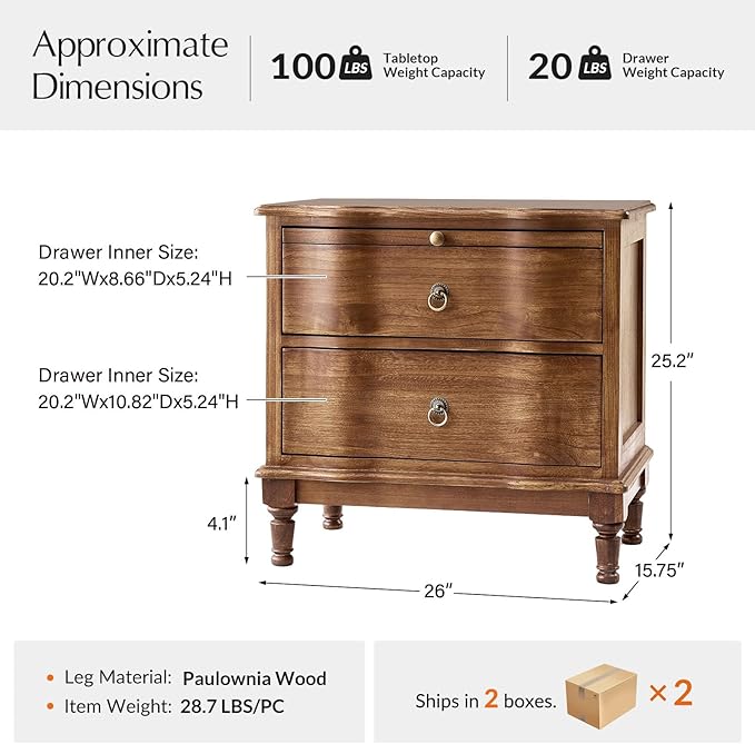HULALA HOME Solid Wood Storage End Tables