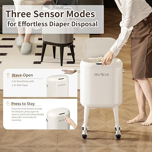 MRBIN Metal Slim Bathroom Motion Sensor Trash Can