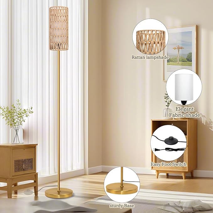 Ruiever Floor Lamp for Living Room, Farmhouse Floor lamp, Modern Standing lamp
