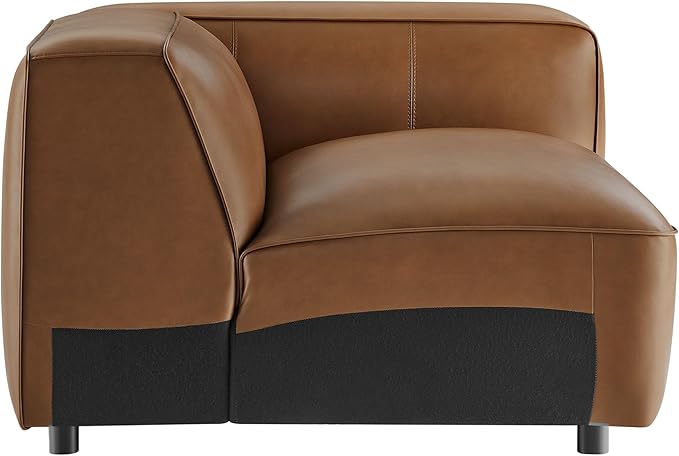 Modway Auren Vegan Leather Right Modular Armchair in Coffee