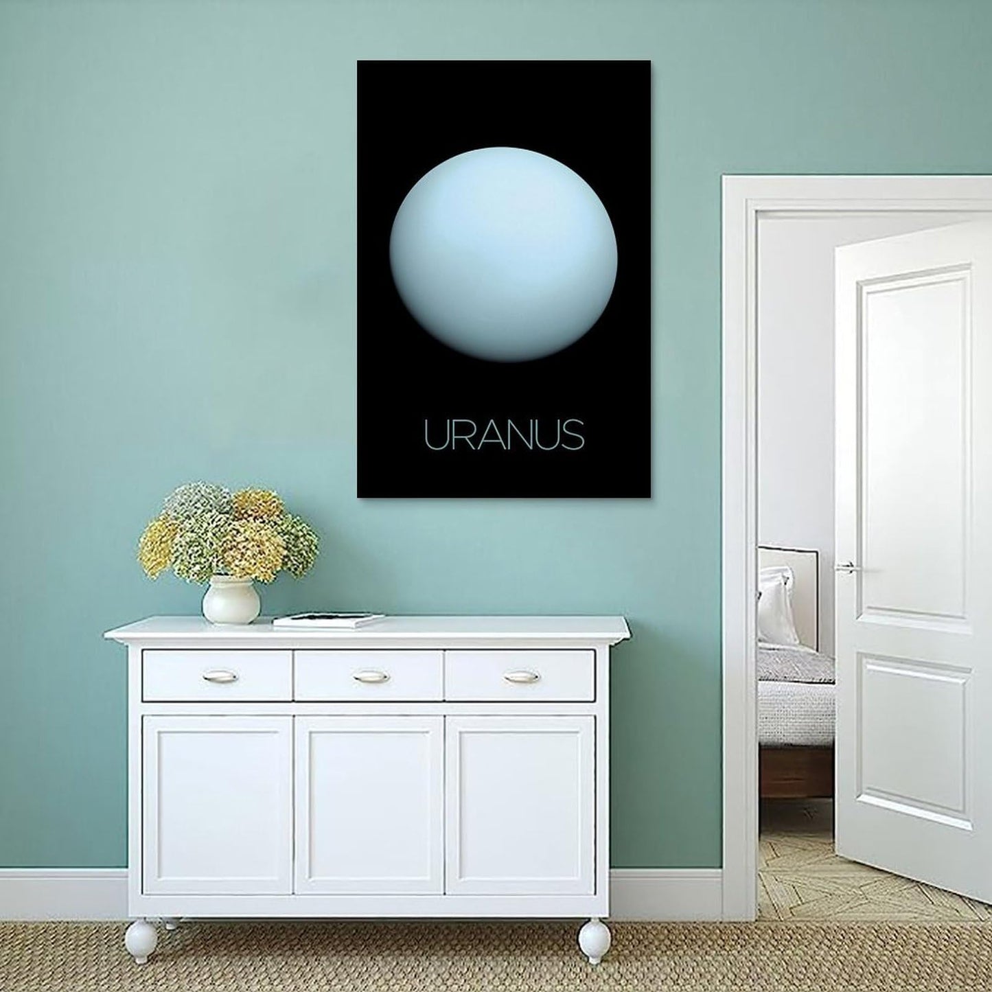 XIAOLOUTINYU Solar System Canvas Wall Art - Uranus Planet Space Poster for Kids Room Bedroom Classroom, STEM Educational Astronomy Decor, Science Gift for Boys Girls Teens, 12x18 Inch Unframed