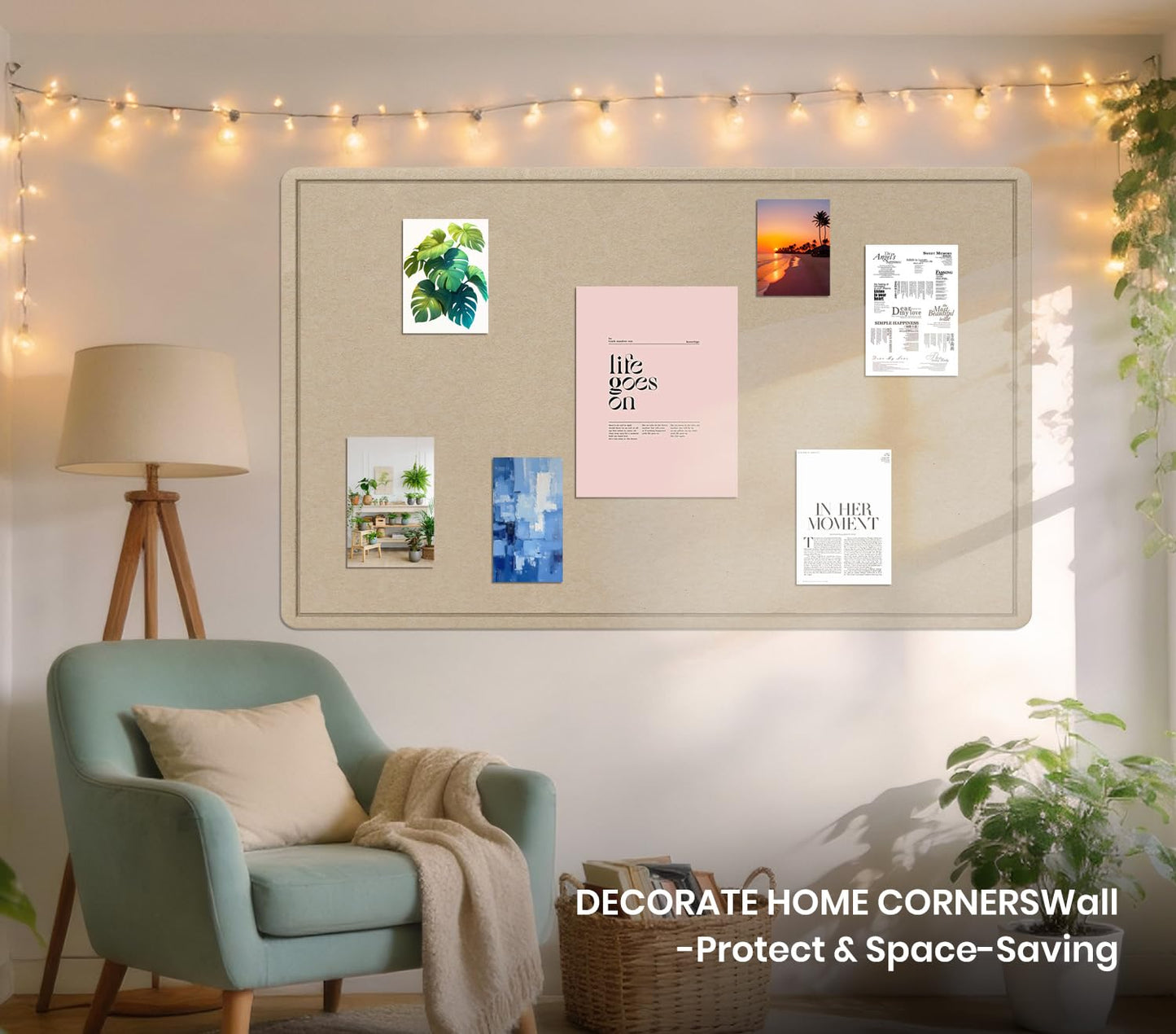 Large Bulletin Board - 72 X 48 inches Cork Board with 30 Pushpin, 6' x 4' Cork Board for Walls Pin Board, Self-Adhesive Felt Board Vision Board Foldable Photo Board for Wall (Beige Brown)