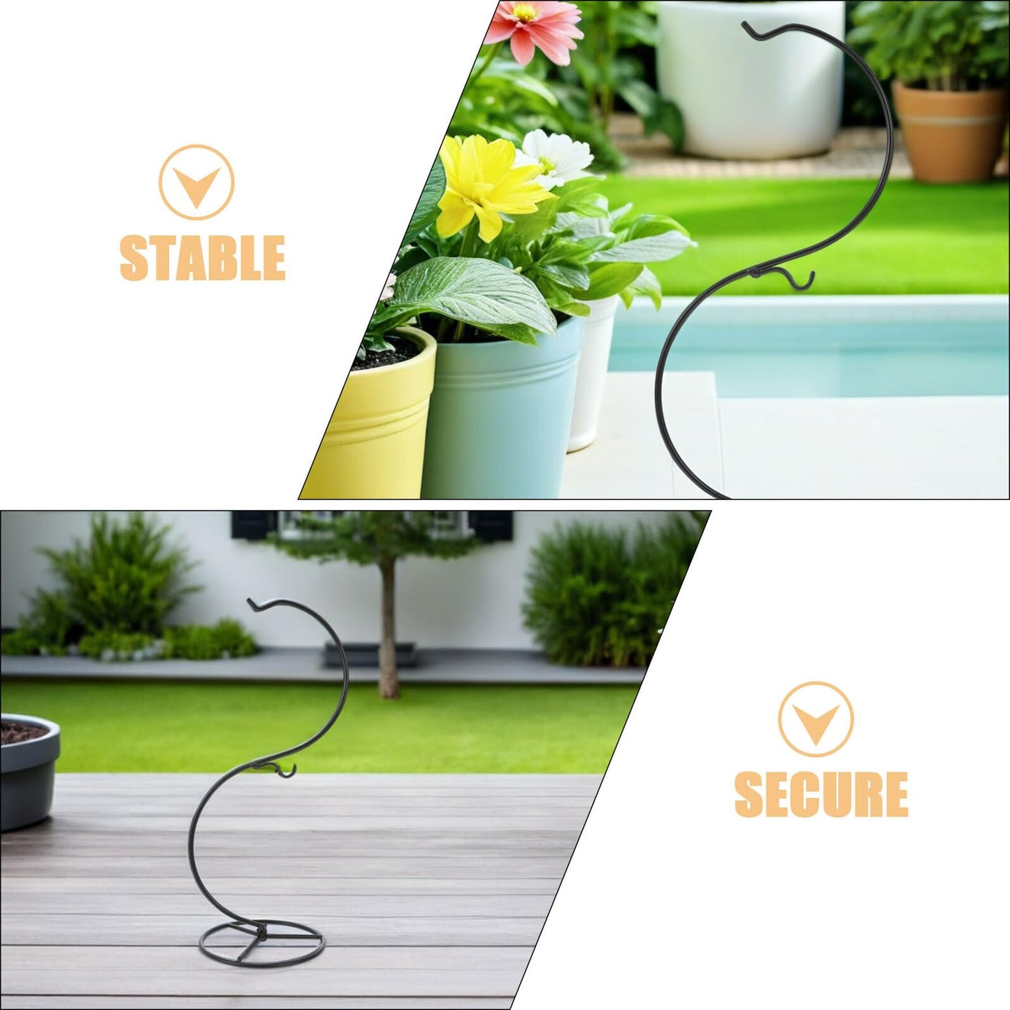 HOOTNEE 2pcs Iron Wire Plant Hanging Hooks S-shaped Air Plant Holder 14x34.2cm for Home Décor, Seasonal Ornament Stand, Glass Ball Terrarium Display