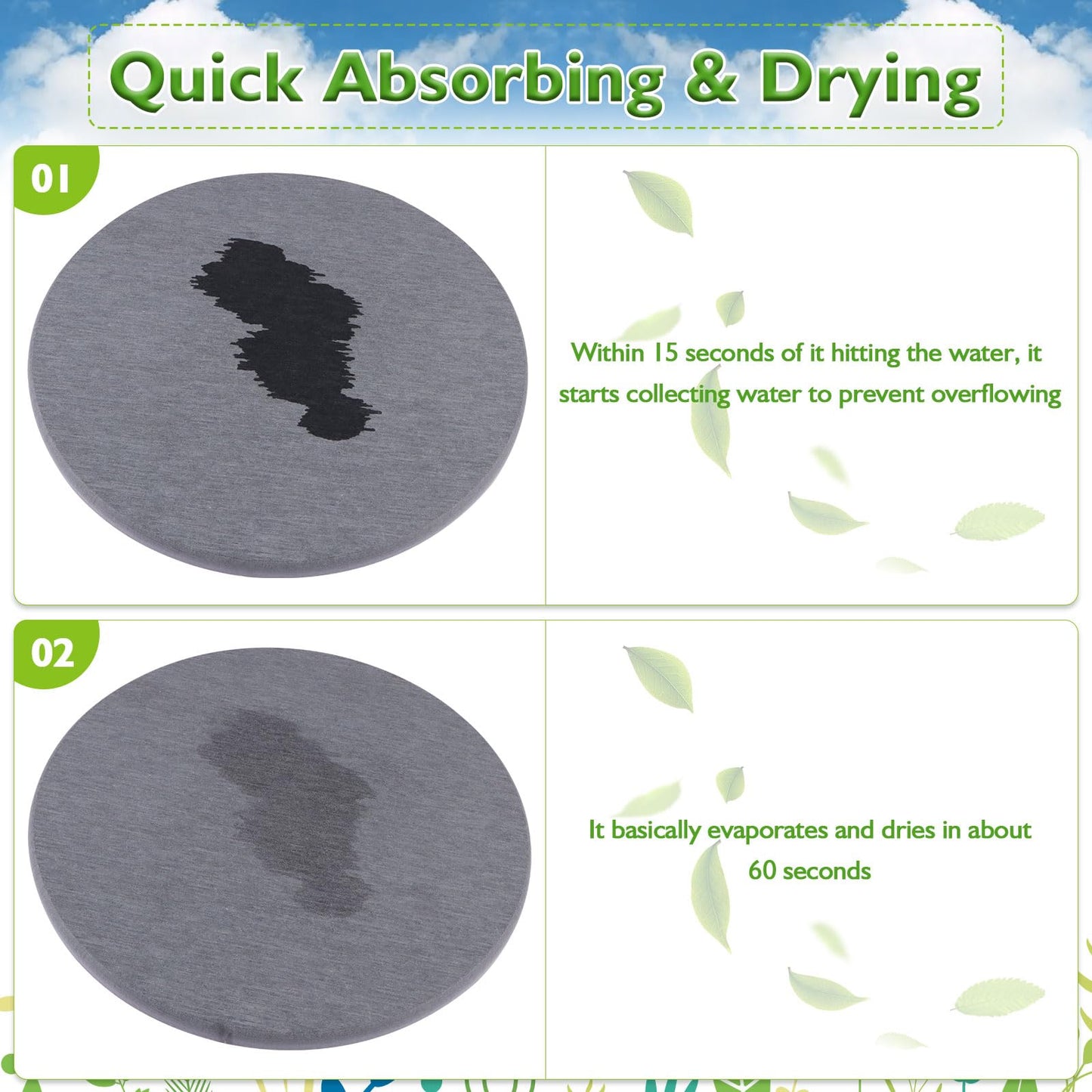 12Pcs Diatomaceous Earth Coaster 4/6/8inch Diatomite Plant Saucer Stone Plant Sourcer Instant Dry Water Absorbent Diatomite Tray Water Absorbent Plant Coasters Diatomaceous Earth Mat Absorbent Pad