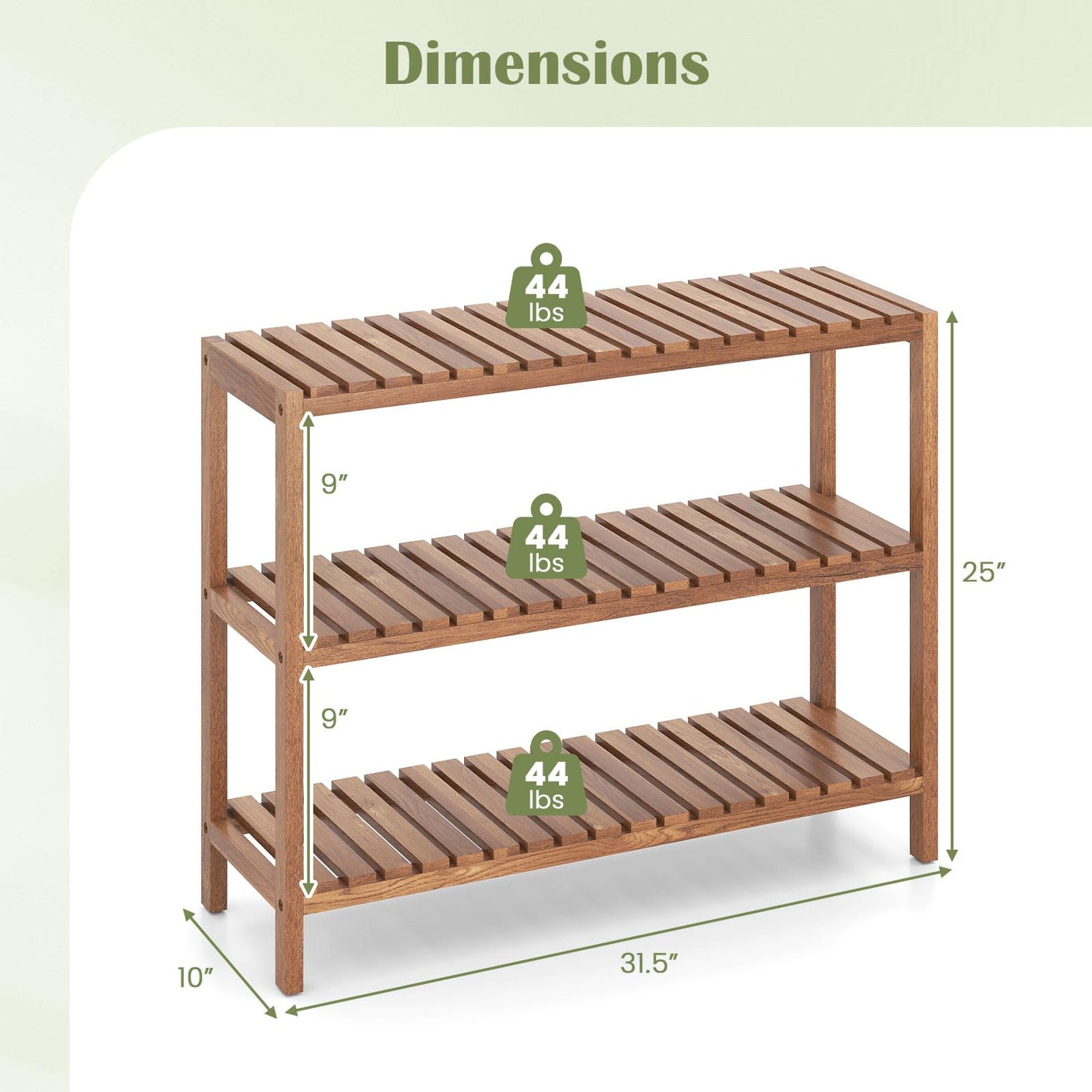 Giantex 3-Tier Wooden Bookshelf, Teak Wood Stand Storage Shelf, Rustic Plant Stand, Slatted Shelves, Farmhouse Storage Organizer, Multifunctional Display Rack for Entryway Living Room Bedroom