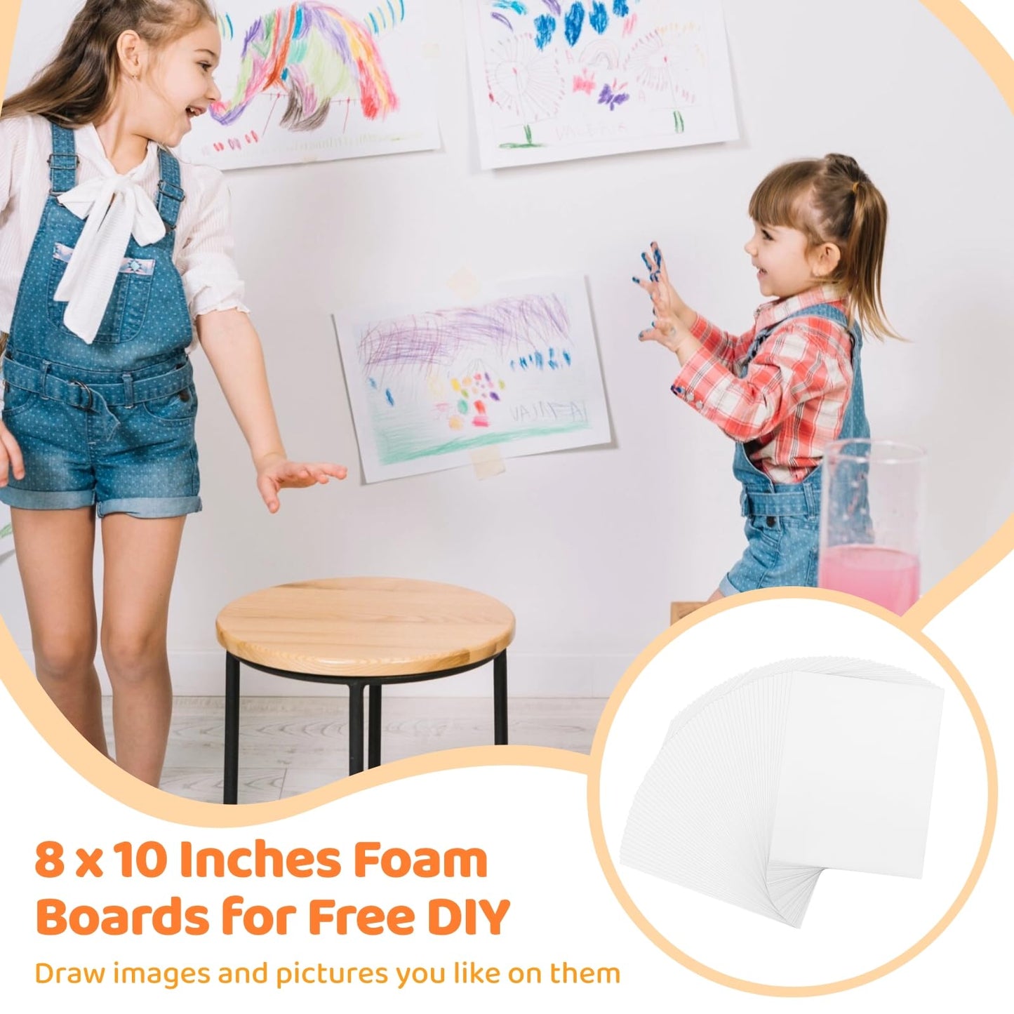 50 PCS Foam Boards, 8 x 10 Inches Foam Core Backing Board, 1/8 Inches Thickness Foam Boards for Projects Presentation Board for School Crafts Office Art Projects