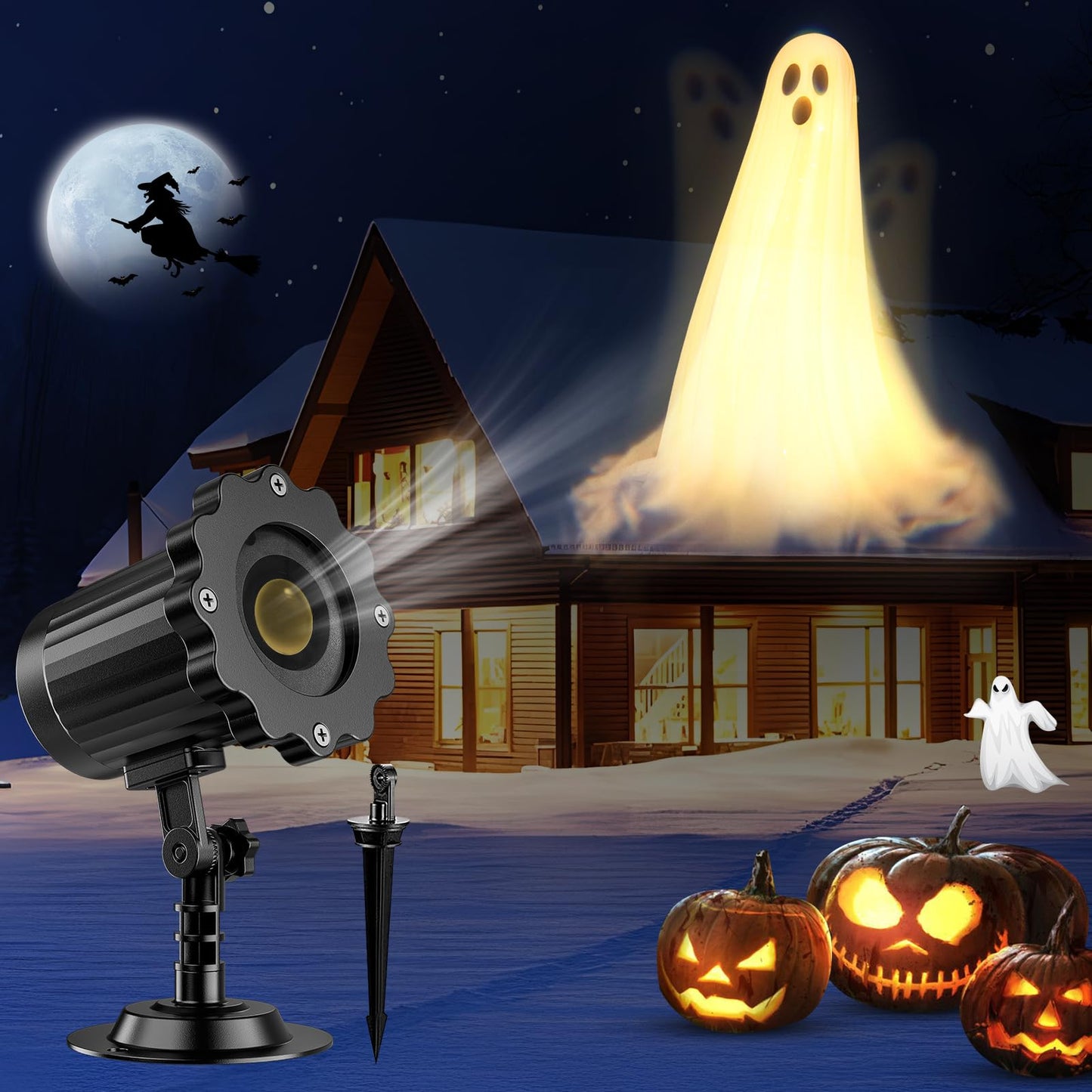 Halloween Projector Lights Outdoor,3D Dynamic Ghost Decorations Light,2026 Upgraded Clearer Ghost HD Patterns,Night Light for Home Window Wall Halloween Decor