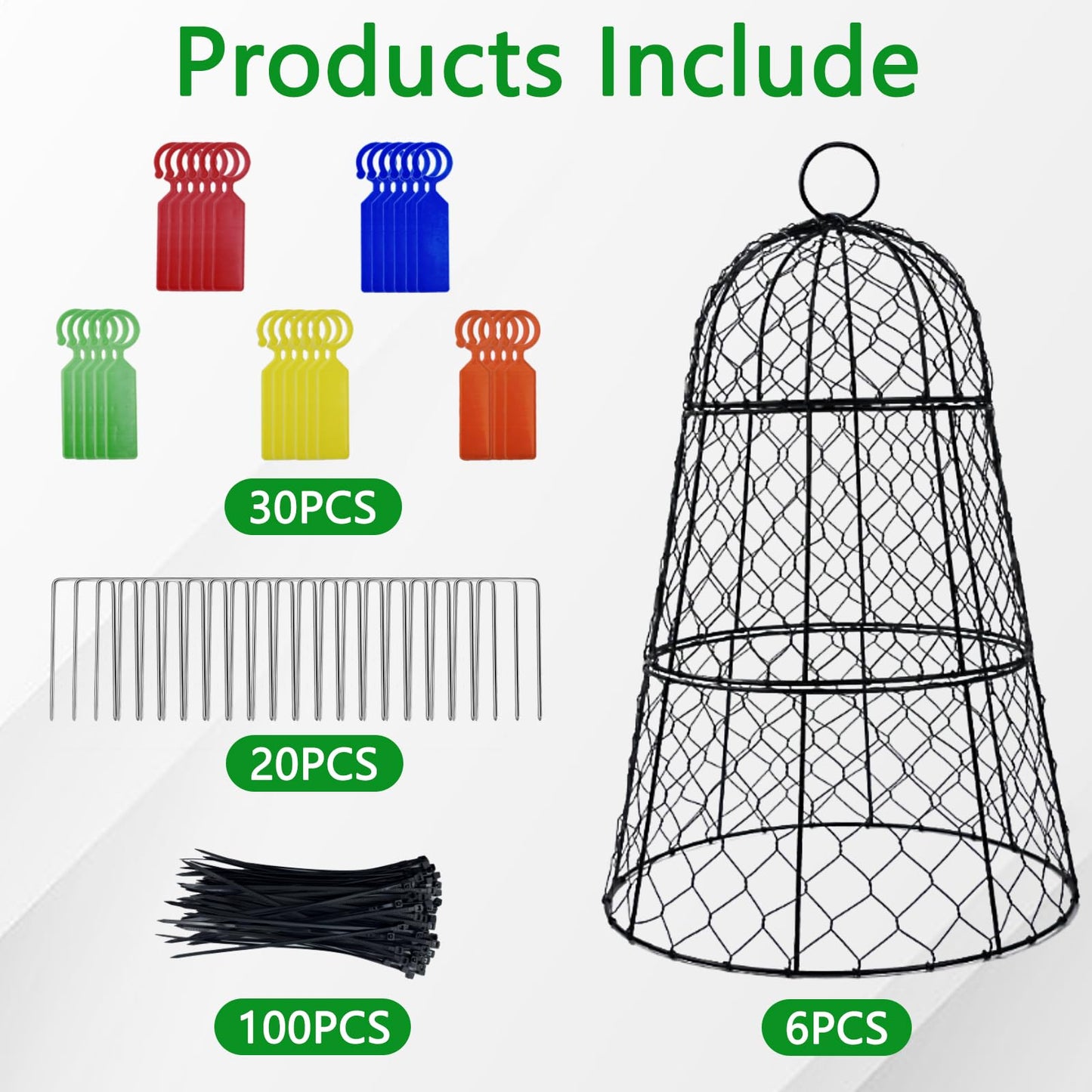 6 Pack 11.4" D x 17.7" H Garden Cloches for Plants,Rustproof Chicken Wire Cloches Flip-Top Design,Upgraded Triple Combination,Plant Protectors from Animals,Ideal for Outdoor Plant Protection