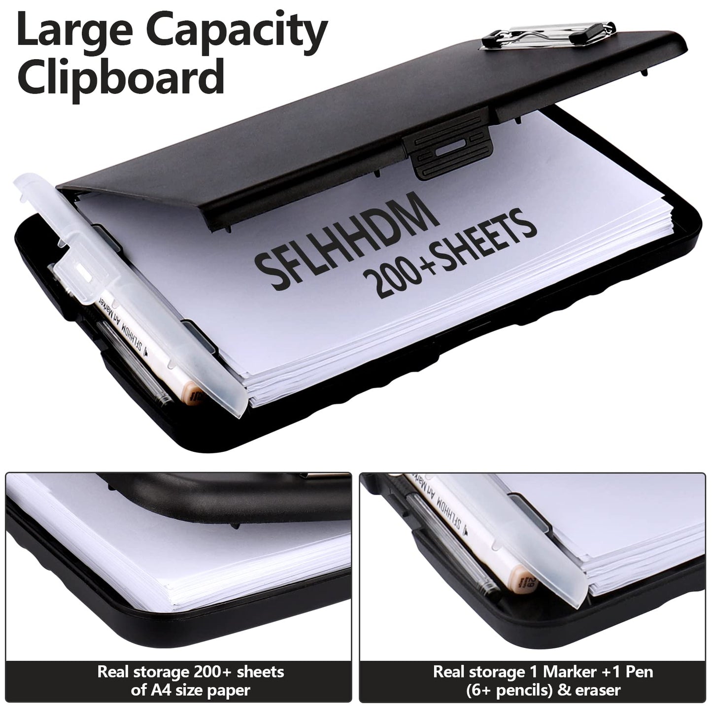 SFLHHDM Storage Clipboard with Pen Holder, High Capacity Clipboards for Classroom, Clip Boards 8.5x11 with Storage, Low-Profile Clip, Lightweight Plastic Clipboard for Kids, Lawers, Office Workers