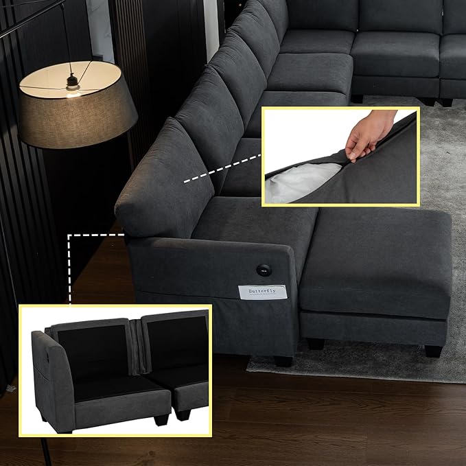 122.8" Large Sectional Couches for Living Room, 6 Seater L Shaped Modular