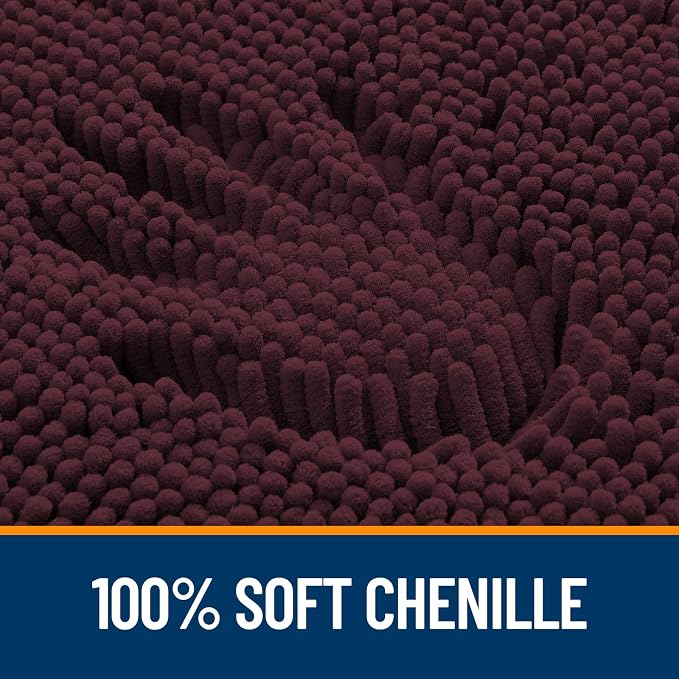 OLANLY Bathroom Rugs 34x21, Extra Soft Absorbent Chenille Bath Rugs, Rubber Backing Quick Dry, Machine Washable Bath Mats for Bathroom Floor, Tub and Shower, Home Decor Accessories, Black Cherry