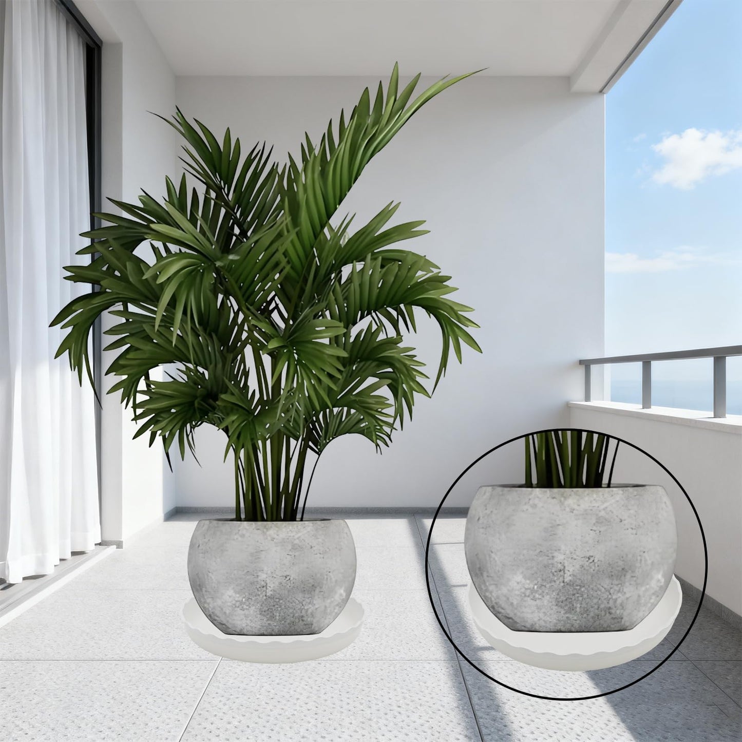 JAKOUE 4 Size Wave Shaped Round Plant Saucer,6 Pack Pant Pot Trays, Plant Saucers for Indoors and Outdoors, Seed Starting Tray, Growing Trays,White（4",5",6",8"）