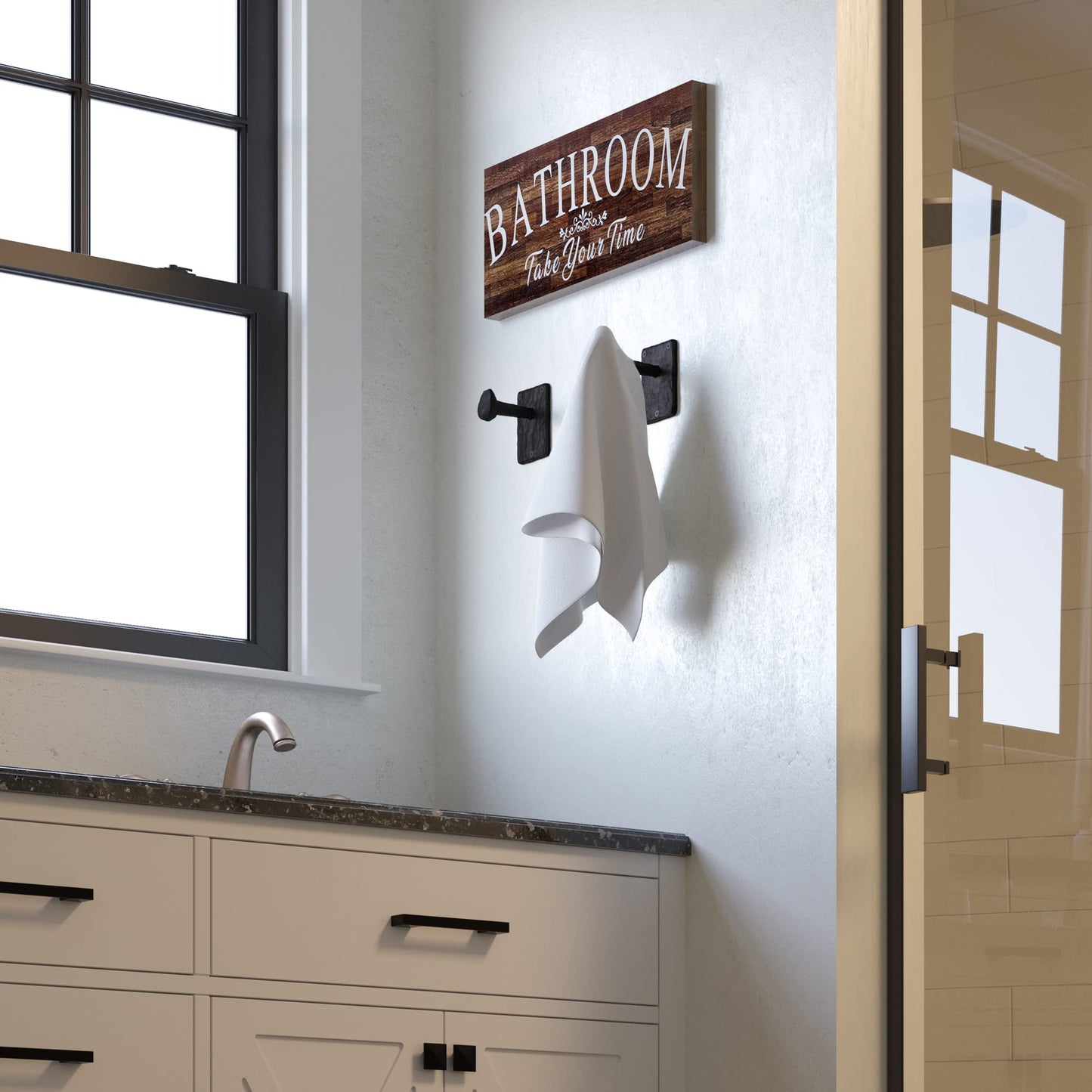 Rustic State Billow Wall Mount Cast Iron Hooks Coat Towel Bag Hat Hanger Multiuse Entryway Railroad Spike Rack Black Set of 2