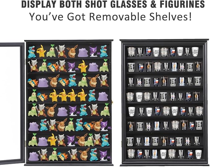 Shot Glass Storage Display Case Large Solid Wood Cabinet Rack Holder Wall