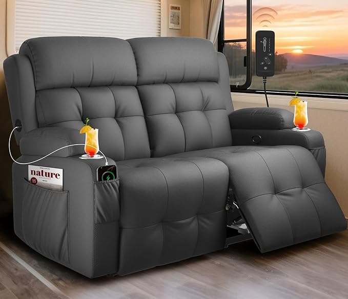 RV Loveseat Recliner Sofa, Massage Wall Hugger Recliners Couch