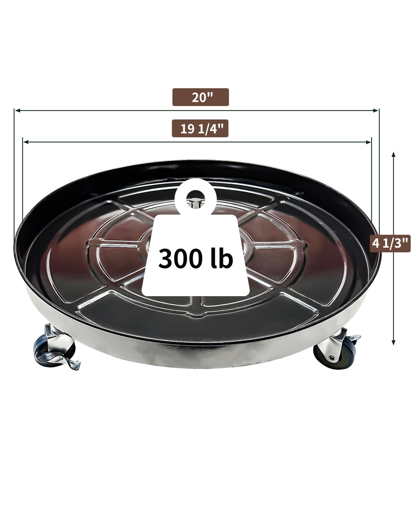 Tadpolebaby Heavy Duty Plant Caddy with Solid Rubber Wheels, Lockable, Increased Load Capacity, One-Minute Installation, Suitable for Indoor, Outdoor, Patio, Garden Settings, 20 Inches 1PACK, Black