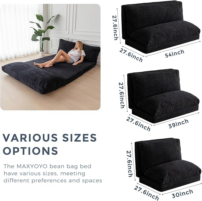 MAXYOYO Folding Sofa Bed, Extra Thick and Long Floor Sofa Convertible Sleeper