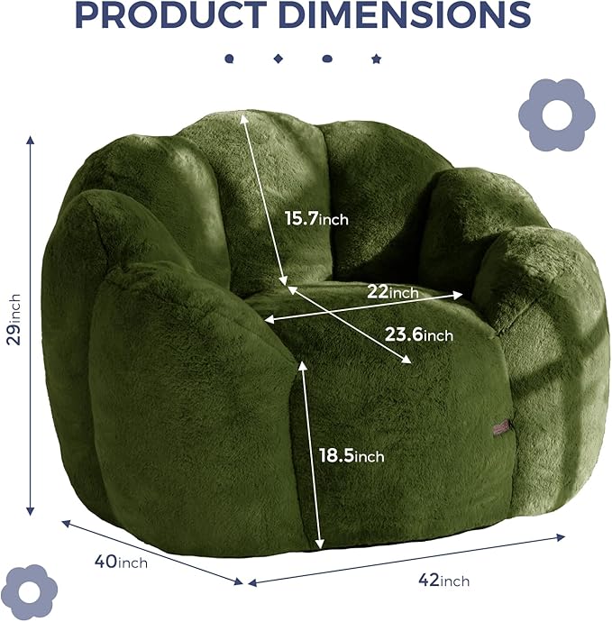 MAXYOYO Bean Bag Chair for Adults, Floral Shaped Bean Bag Sofa, Ultra Soft Faux