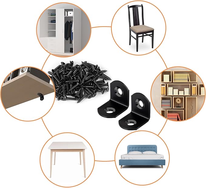 40 Pcs L Bracket Stainless Steel Corner Brace Sets, 90 Degree Right Angle