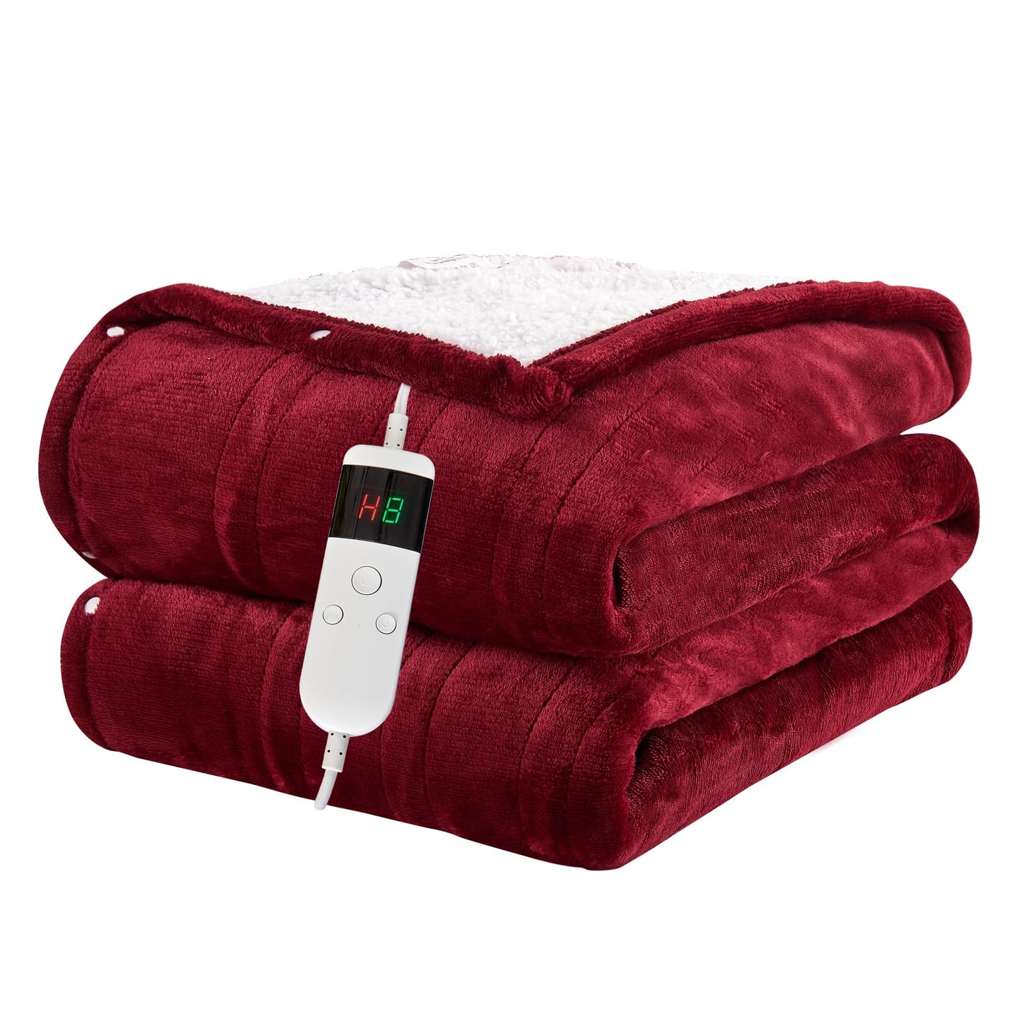Electric Blanket Heated Throw, Soft Flannel Heating Blanket with 8 Hours Auto Off 10 Fast Heating Levels Machine Washable Sherpa Heated Blanket with Overheating Protection
