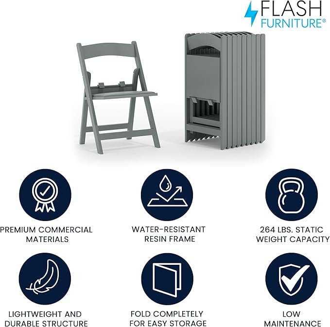 Flash Furniture Hercules Set of 10 Kids Gray Resin Folding Chair