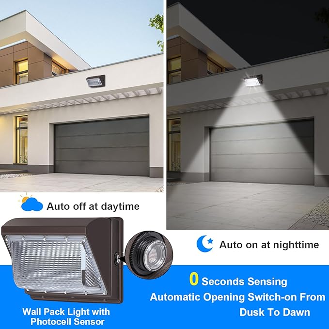 120W LED Wall Pack with Photocell, 5000K 15840LM Dusk to Dawn Lights Security Switch Control Outdoor Wall Light, Commercial Waterproof Rust-Proof Outside Lighting for Barn Shop Garage 6 Pack