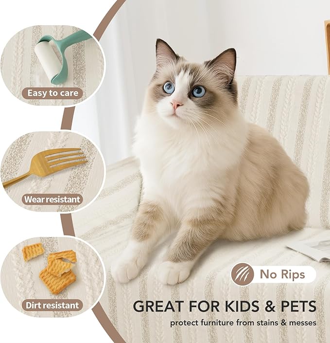 Couch Cover for Dogs, Boho Sofa Covers for 3 Cushion Couch, Chenille Sofa