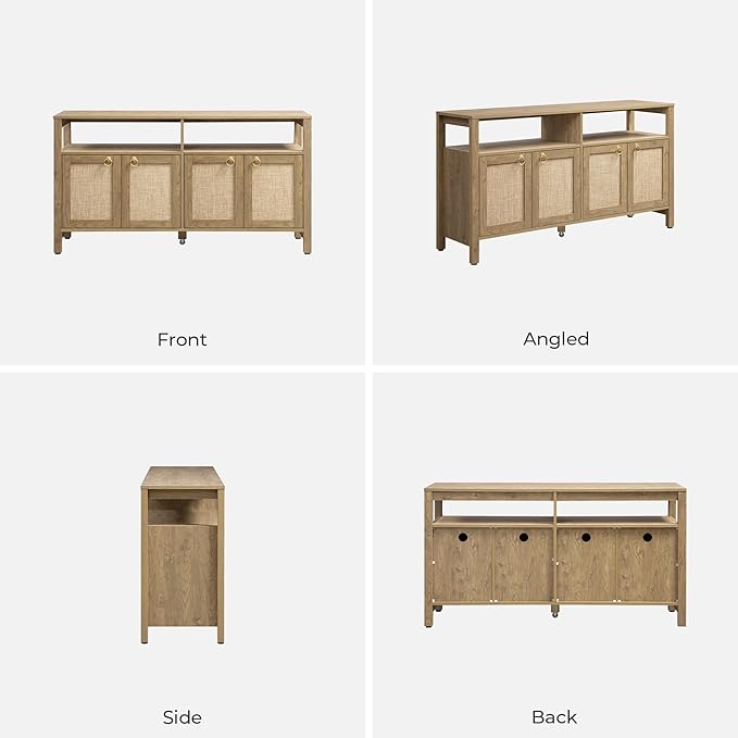 SICOTAS Rattan TV Stand for Television up to 65 Inch