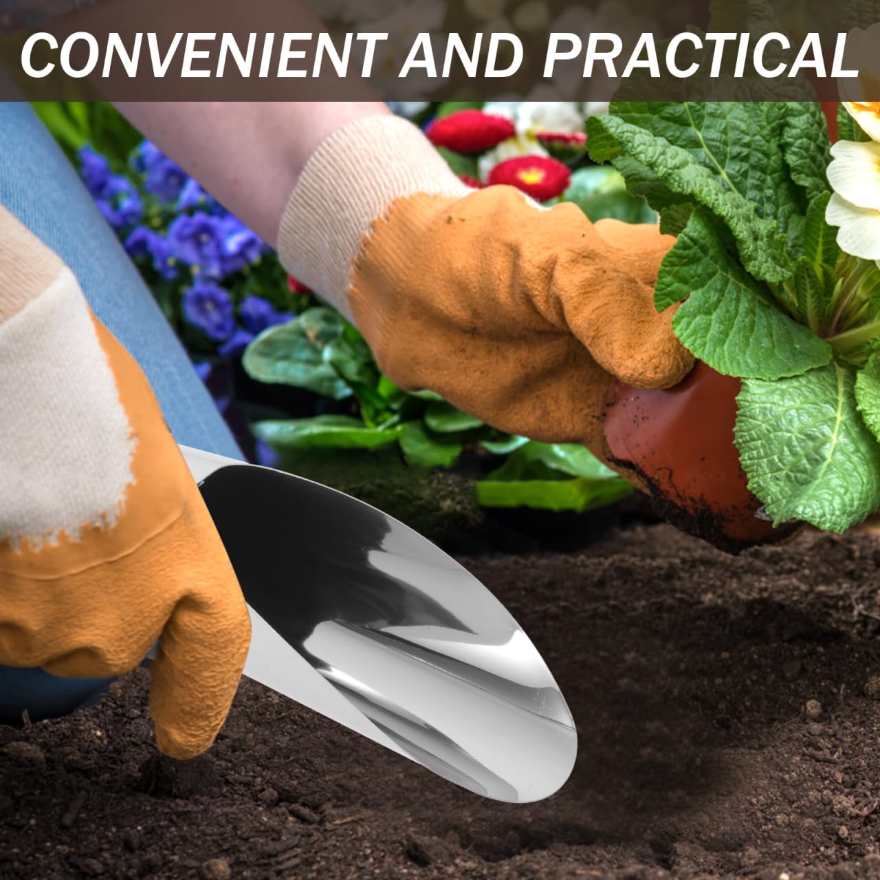 2Pcs Stainless Steel Garden Shovel and Soil Sifter Set for Planting, Portable Soil Scoop and Sifter for Bonsai, and Vegetable Gardening