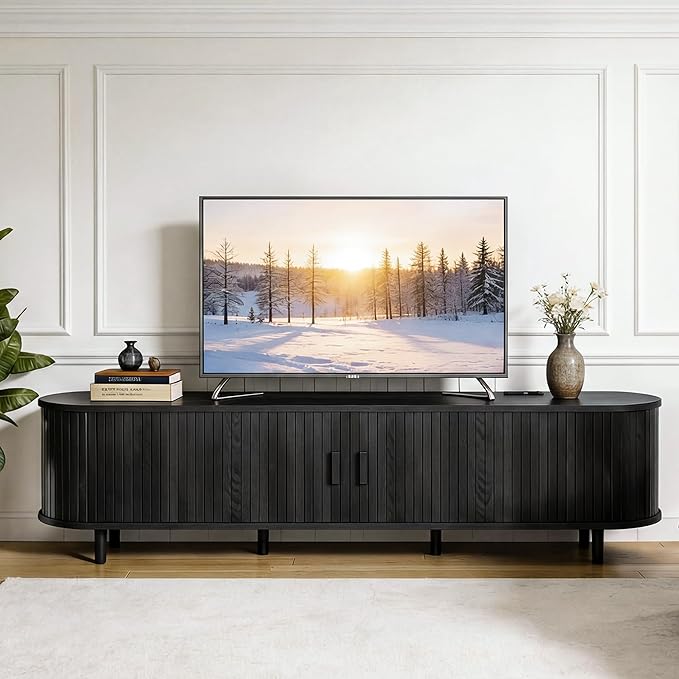 70" Mid Century Modern TV Stand, Wood TV Consoles