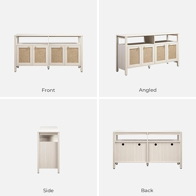 SICOTAS Rattan TV Stand for Television up to 120"