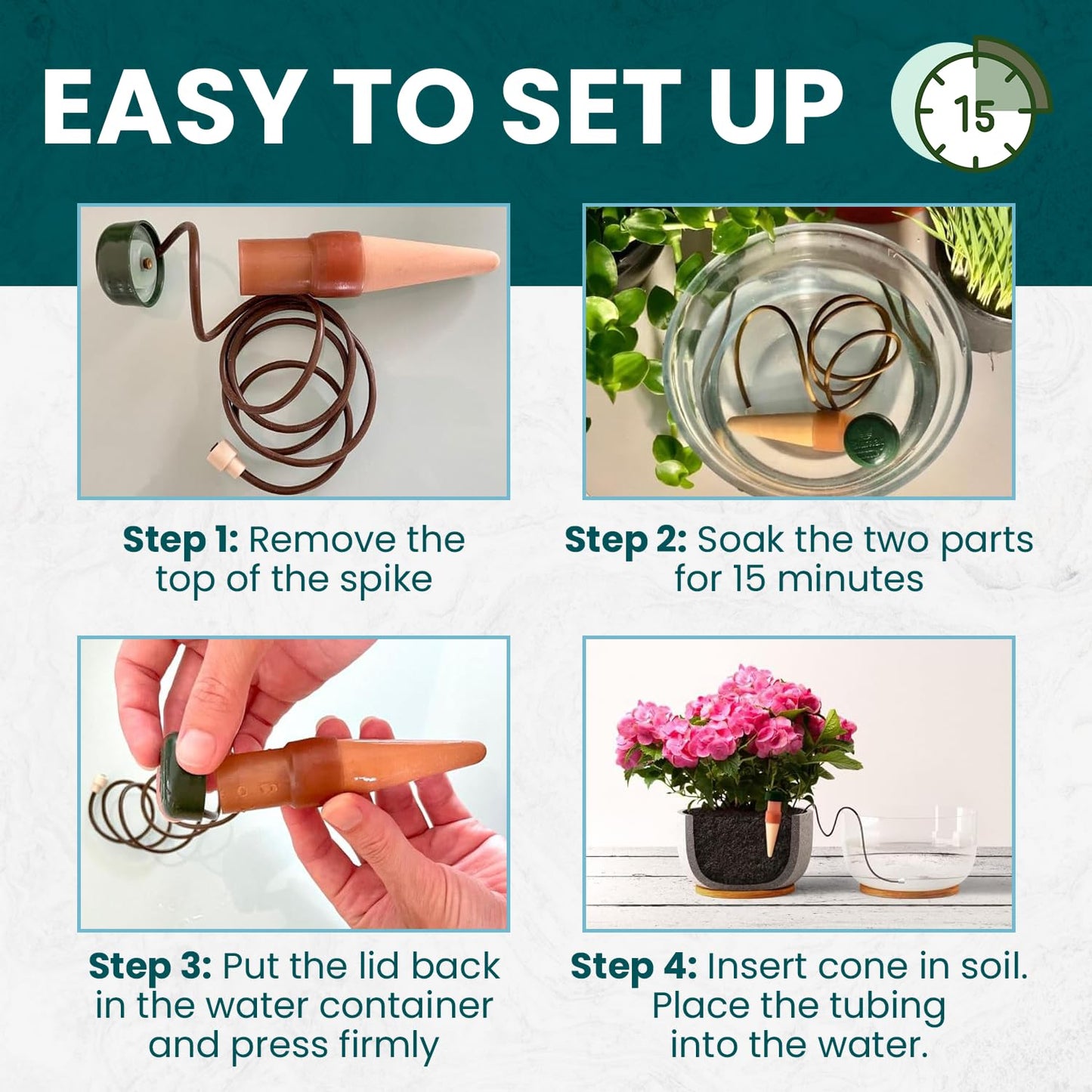 Blumat Classic Self-Watering Stakes - Prevents Overwatering and Underwatering for Healthy Growth While You are Away - Ideal for Indoor Plant Watering, 6 Pack, wo Adapter
