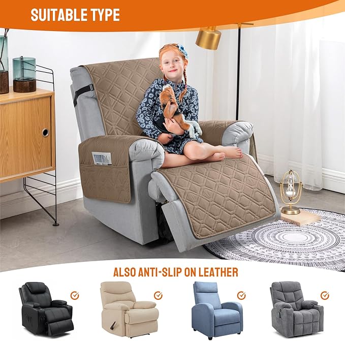VANSOFY 100% Waterproof Recliner Chair Covers, Recliner Cover Non-Slip Dog