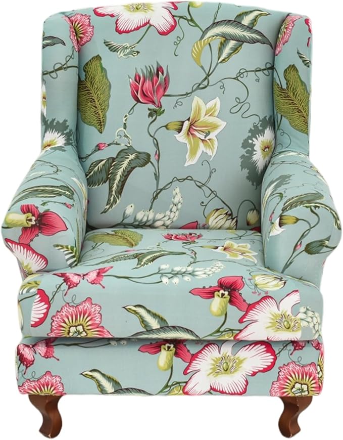 HAOYONG Wing Chair Slipcovers Stretch Wingback Chair Covers Printed 2 Pieces