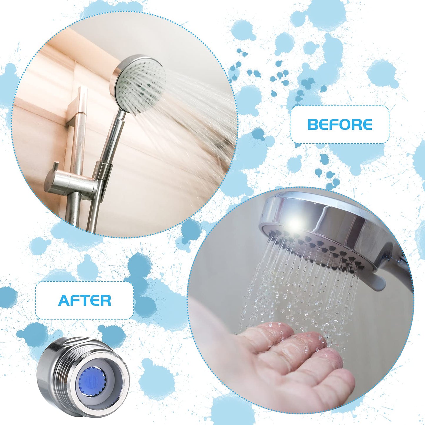 Honoson 1 Set Shower Flow Reducer Limiter Set 1/2 Inch Flow Restrictor Control Valve for Fixed Handheld and Shower Head 1.2/1.5/1.8/2/ 2.2/2.5 Gpm