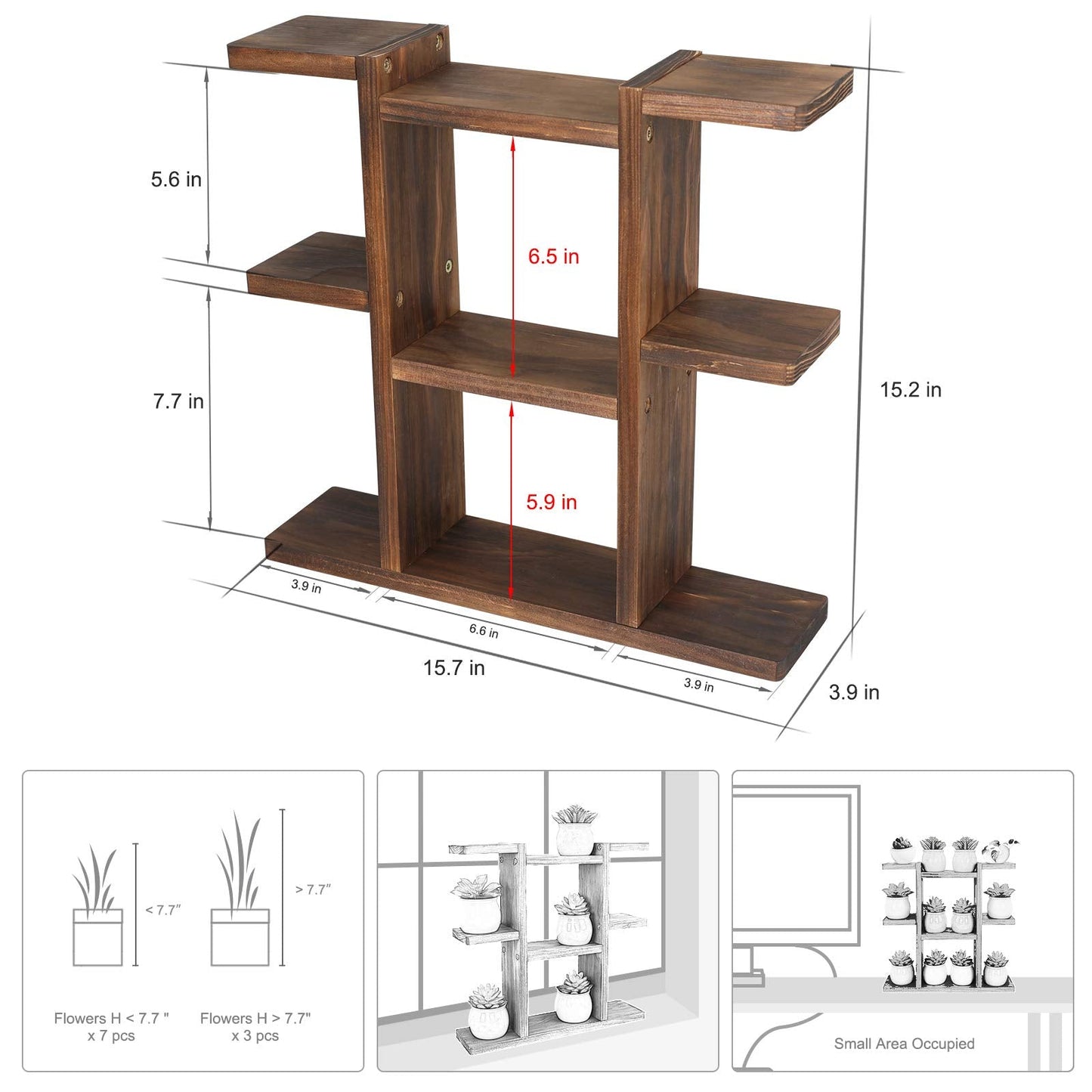 COOGOU Wood Desktop Plant Stand Indoor Small Windowsill Flower Shelf Tabletop Plant Shelf Holder Display Rack for Succulent Herb in Living Room Office 9 Tiers