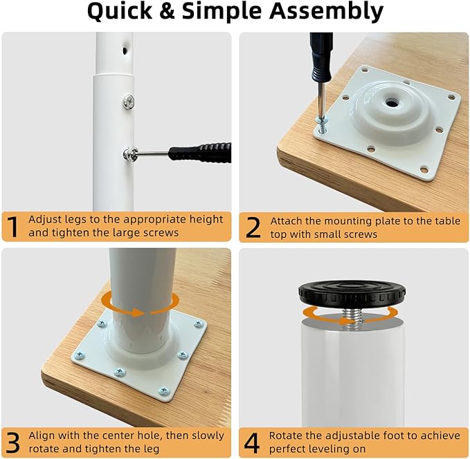QLLY 24-40 inch Adjustable Metal Table Legs, Heavy Duty DIY Desk Legs