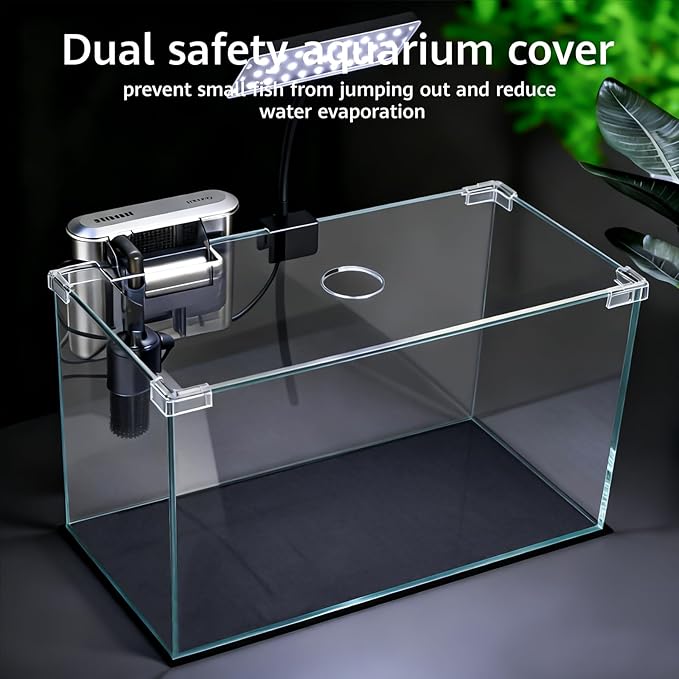 Vimvins 10 Gallon Glass Small Fish Tank with Filter Light and Lid, Aquarium Starter Kit