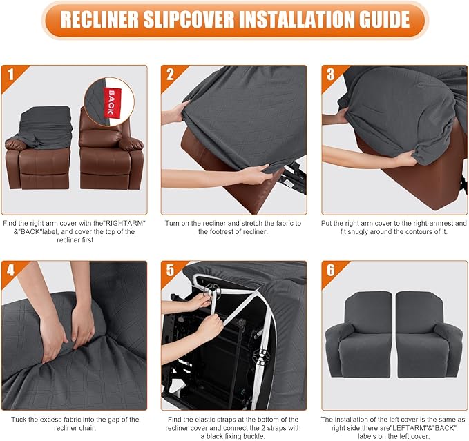 VANSOFY Oversized Recliner Cover, 2-Pieces Stretch Reclining Couch Cover