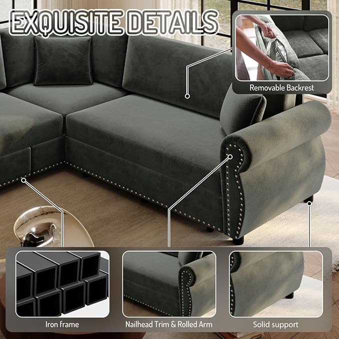 88.2" Sectional Sleeper Sofa