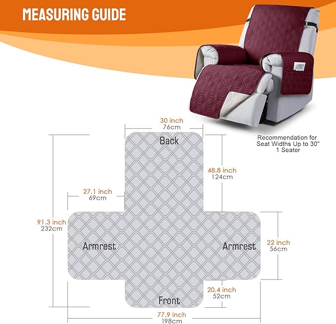 VANSOFY 100% Waterproof Recliner Chair Covers, Recliner Cover Non-Slip Dog