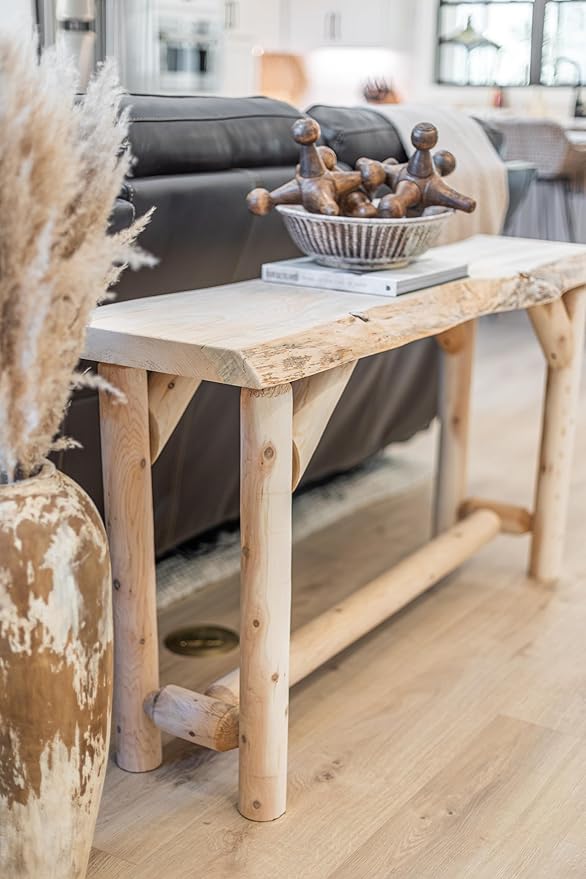 Log Sofa Table Live Edge Wood Pine and Cedar — Natural Furniture — Sofa Tables